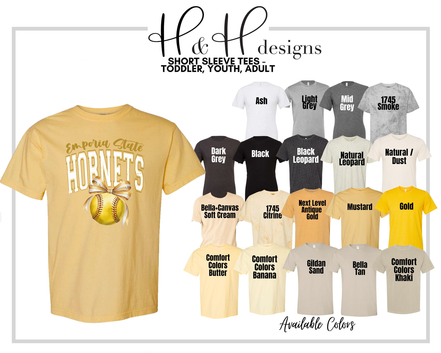 Emporia State Hornets Softball Block Bow ~ Licensed Apparel ~ HHESU150