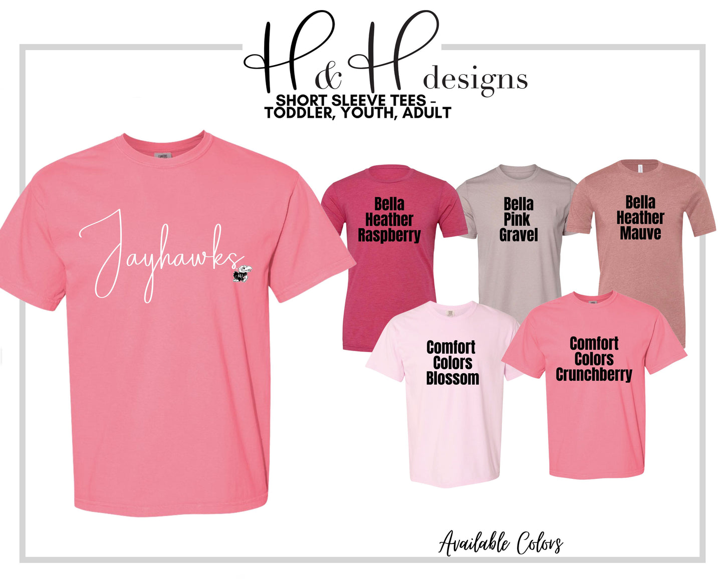 Jayhawks Swirly Script for Pink  ~ Licensed Apparel ~ HHKU154