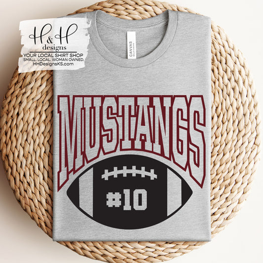 Mustangs Football with Custom Number Option ~ Mustangs Football