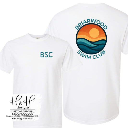 Briarwood Swim Club ~ Left Chest Initials, Full Back