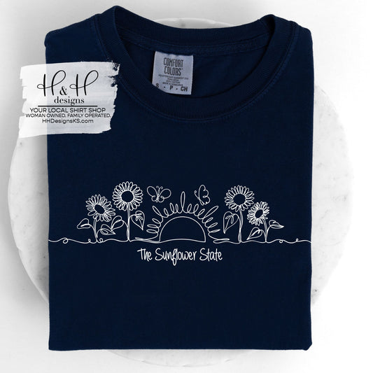 The Sunflower State - Sunflower Sunshine Line doodle ~ HH2057