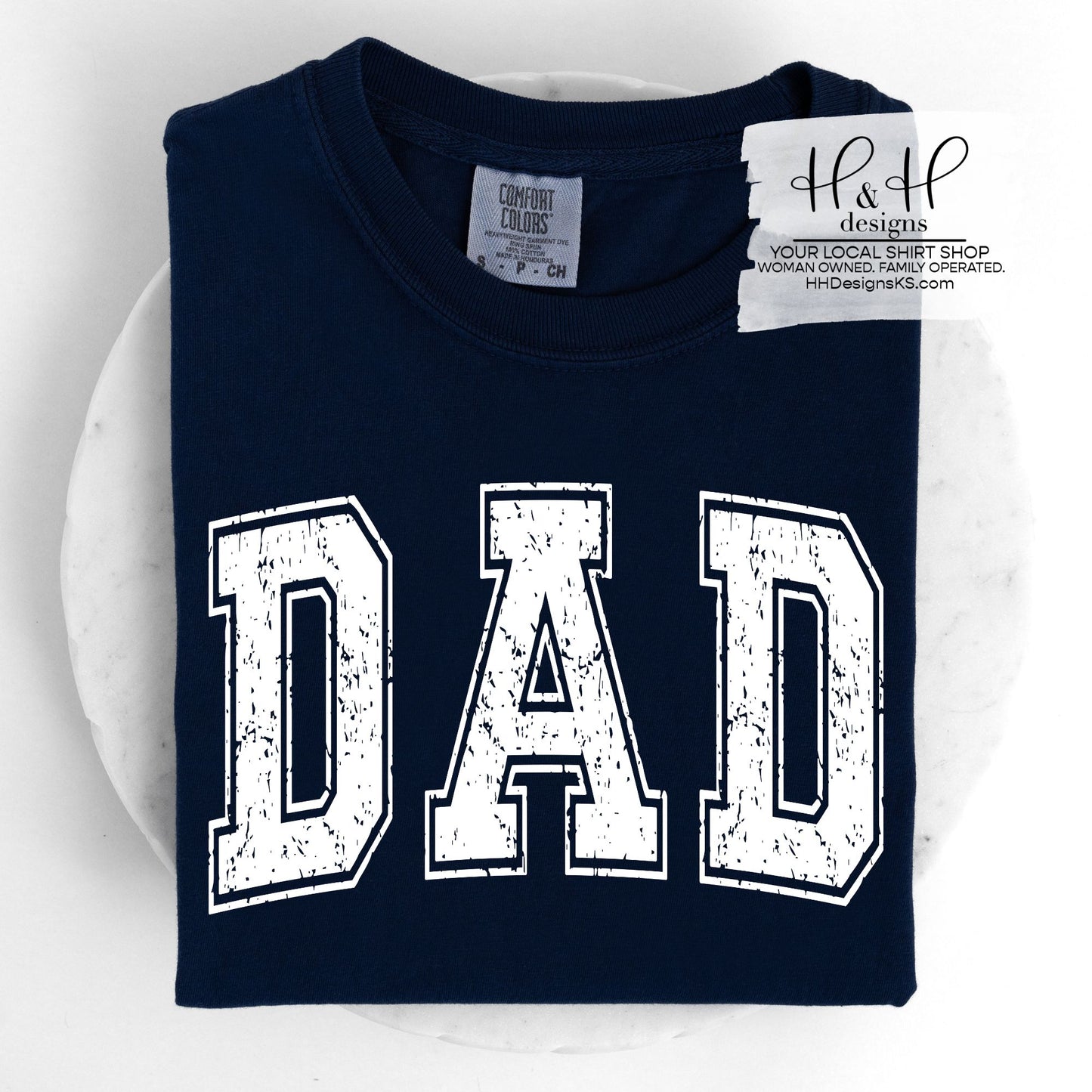 Dad White Distressed Block ~ HH2076