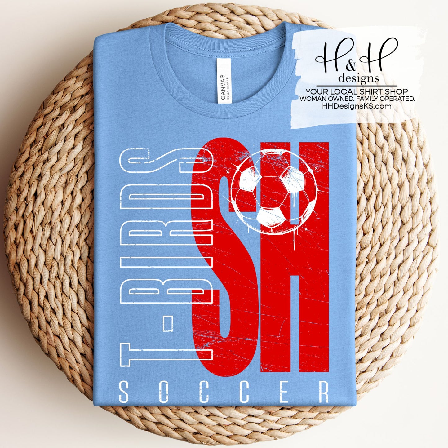 T-Birds Soccer Distressed Initials ~ Shawnee Heights Soccer 2026 ~ HH2116