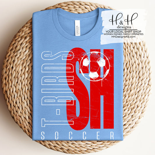 T-Birds Soccer Distressed Initials ~ Shawnee Heights Soccer 2026 ~ HH2116