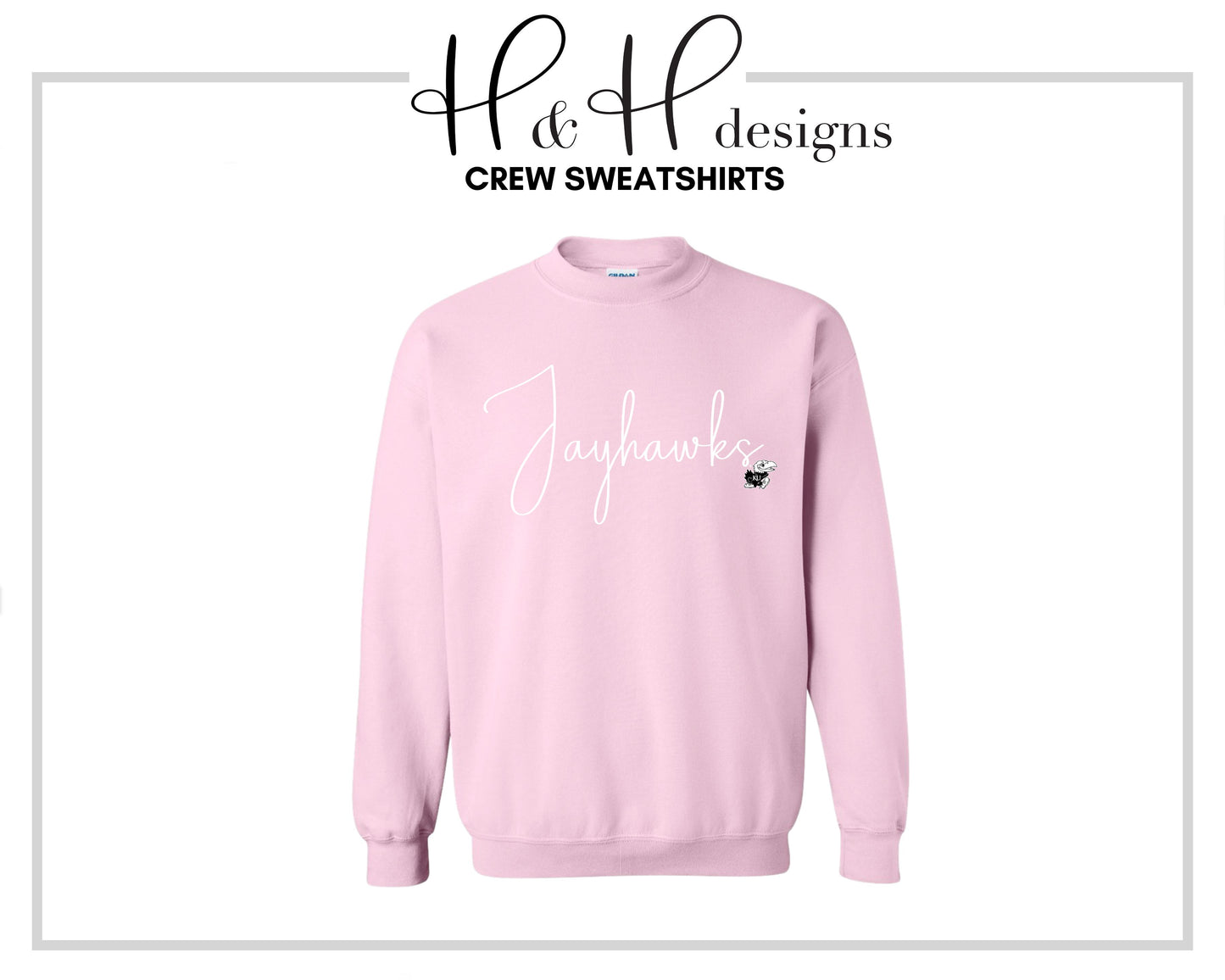 Jayhawks Swirly Script for Pink  ~ Licensed Apparel ~ HHKU154
