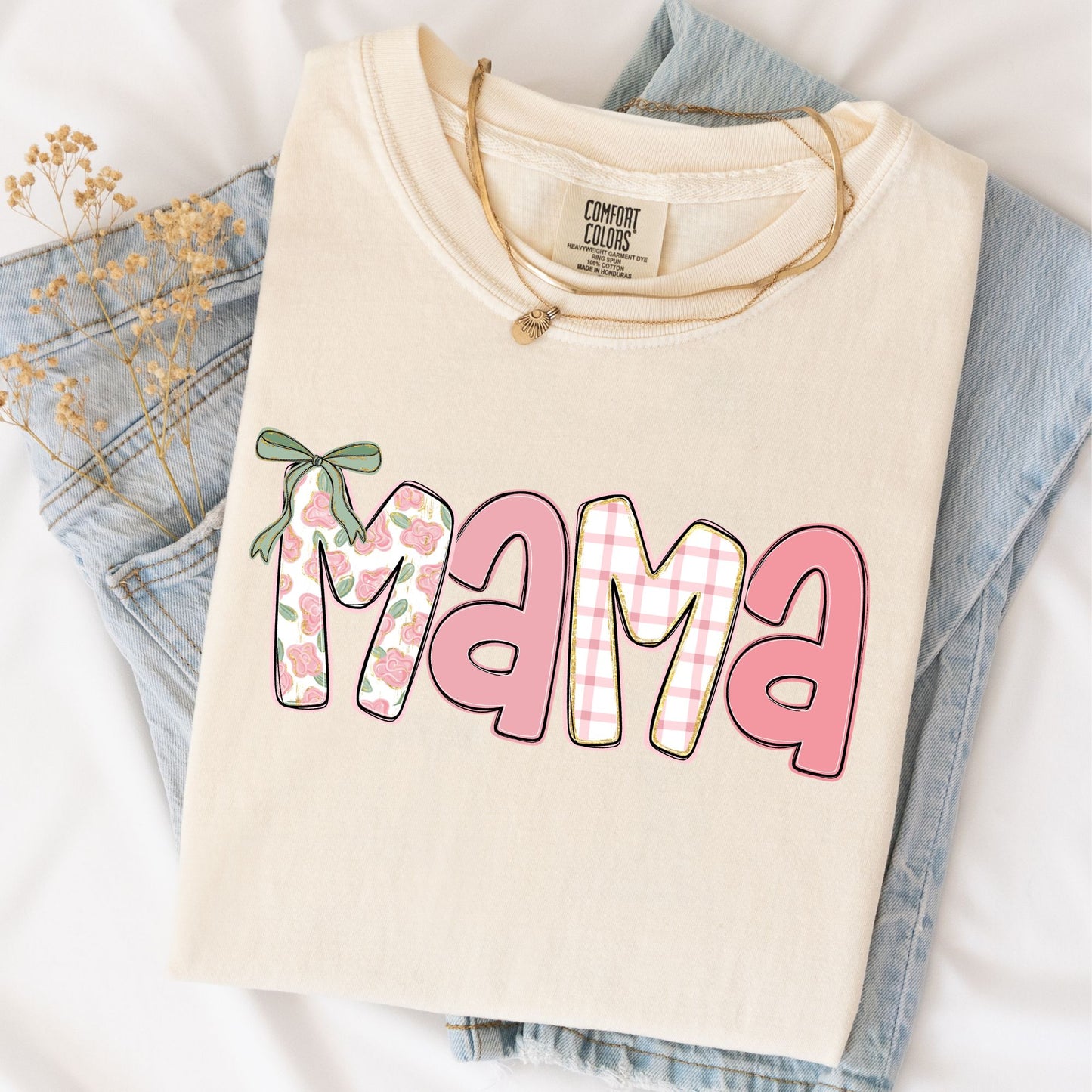 Custom Floral Plaid Block - Nana, Mama, Meme, any name you pick!