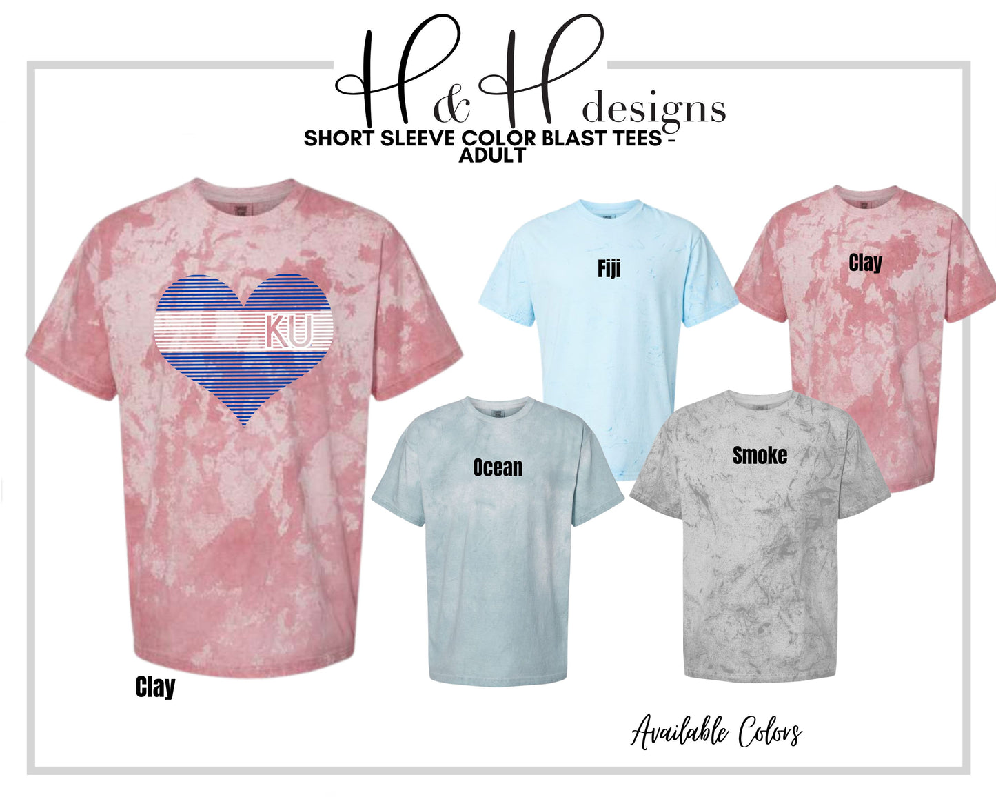 Blue KU lined heart   ~ Licensed Apparel ~ HHKU114