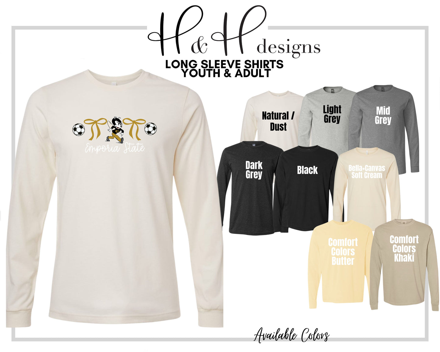 Emporia State Coquette Soccer Bows  ~ Licensed Apparel ~ HHESU134