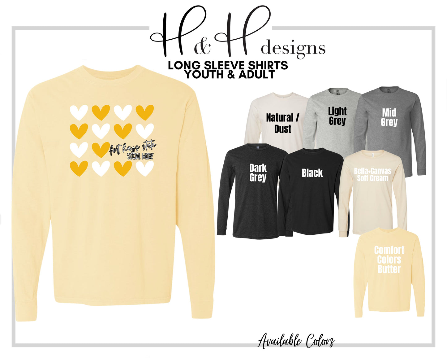 Fort Hays State Social Work Repeat Hearts ~ Licensed Apparel ~ HHFHSU137
