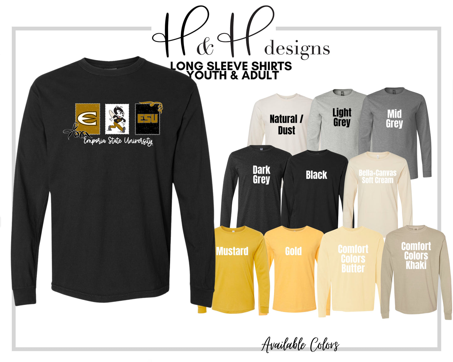 Emporia State University Stamps and Bows ~ Licensed Apparel ~ HHESU138