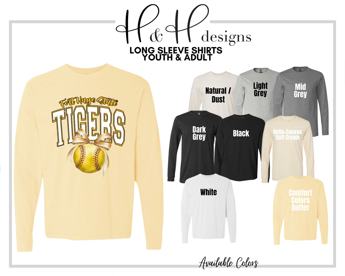 Fort Hays State Tigers Softball Block Bow ~ Licensed Apparel ~ HHFHSU136