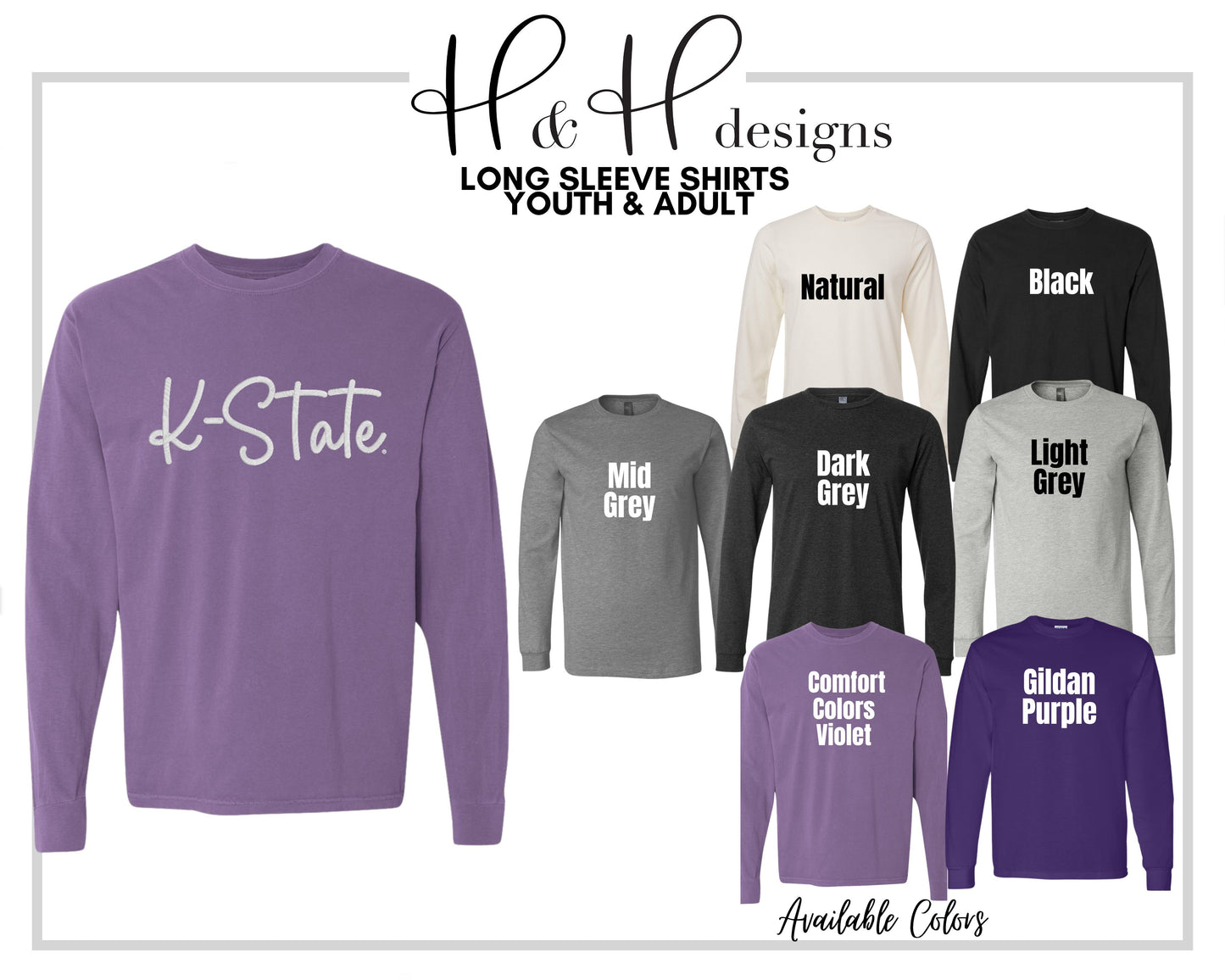 K-State PUFF Script ~ Embroidery ~ HHKSU164  ~ Licensed K-State Apparel