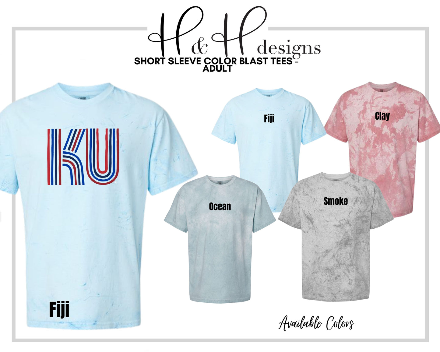 KU Lined Initials - Red & blue~ Licensed Apparel ~ HHKU122