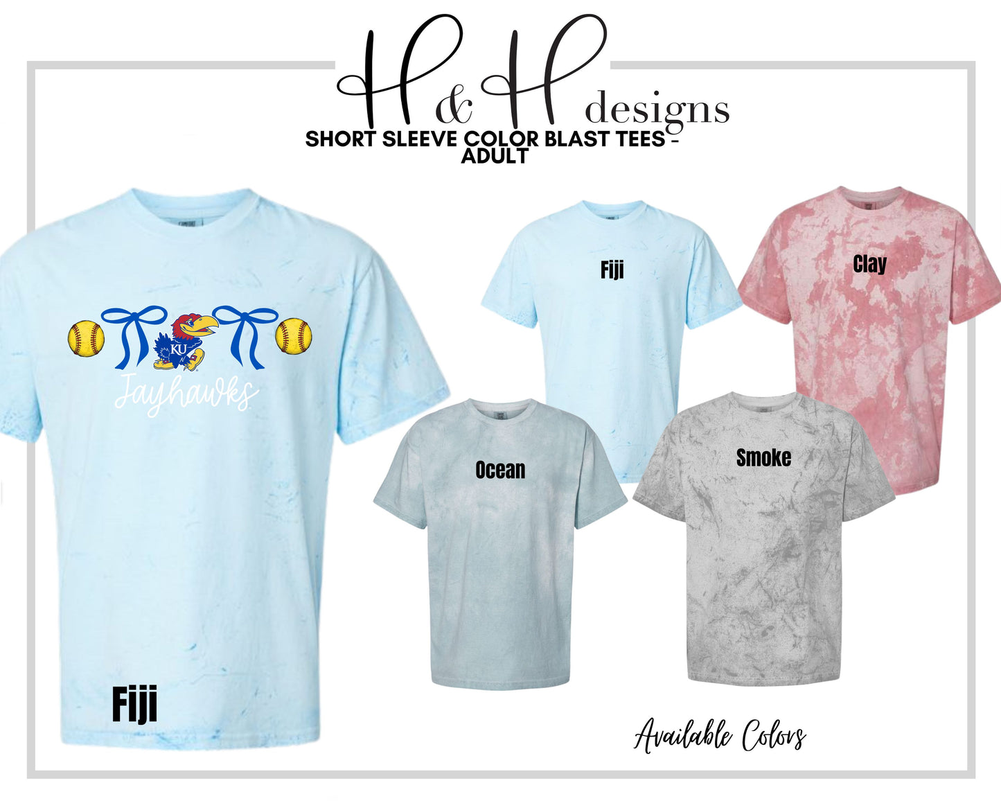 Jayhawks Coquette Softball Bows  ~ Licensed Apparel ~ HHKU163