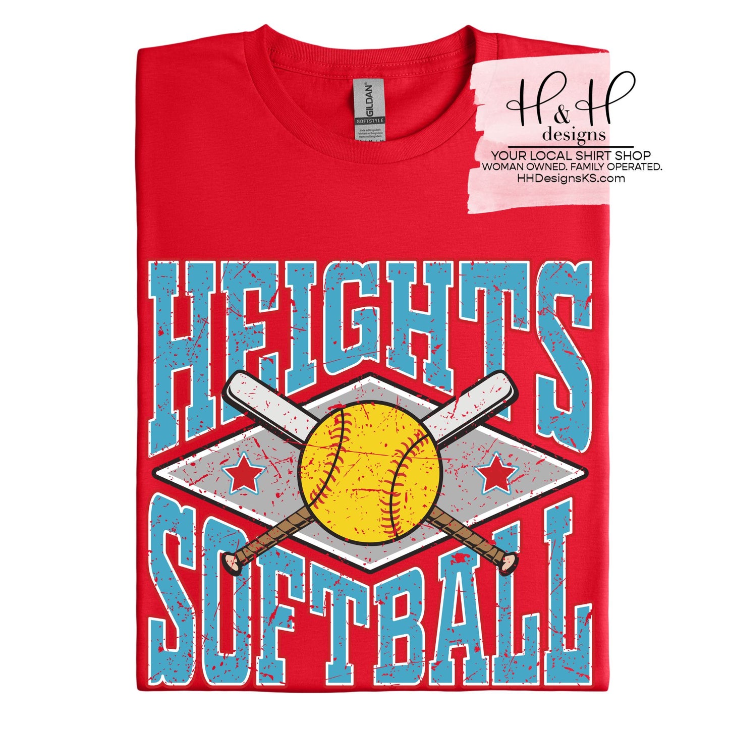 Heights Softball Distressed Diamond