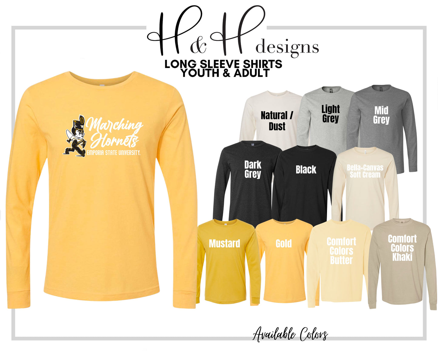 Emporia State University Marching Hornets Script ~ Licensed Apparel ~ HHESU152