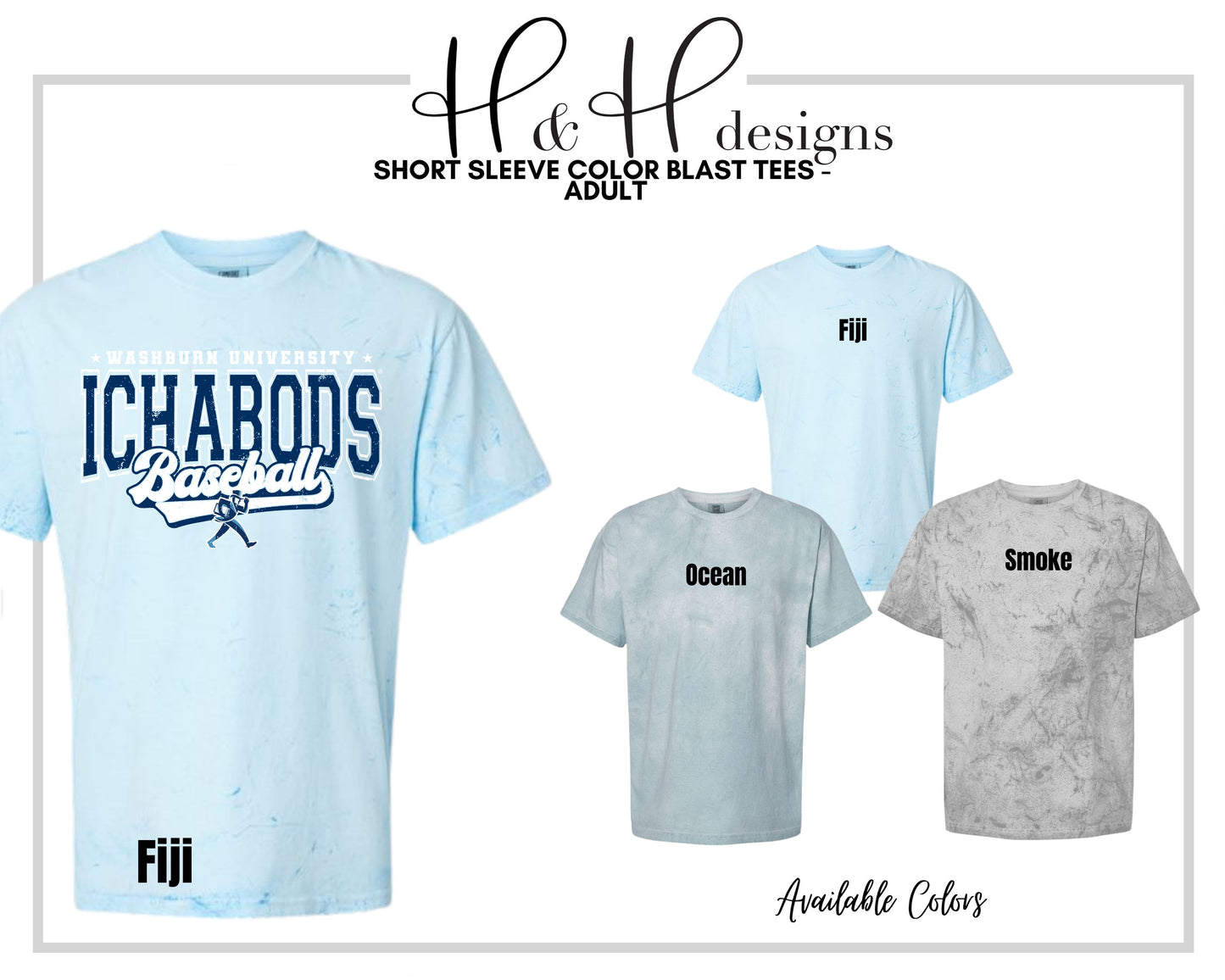 Washburn University Ichabods Baseball Distressed Retro Script ~ Licensed Apparel ~ HHWU231