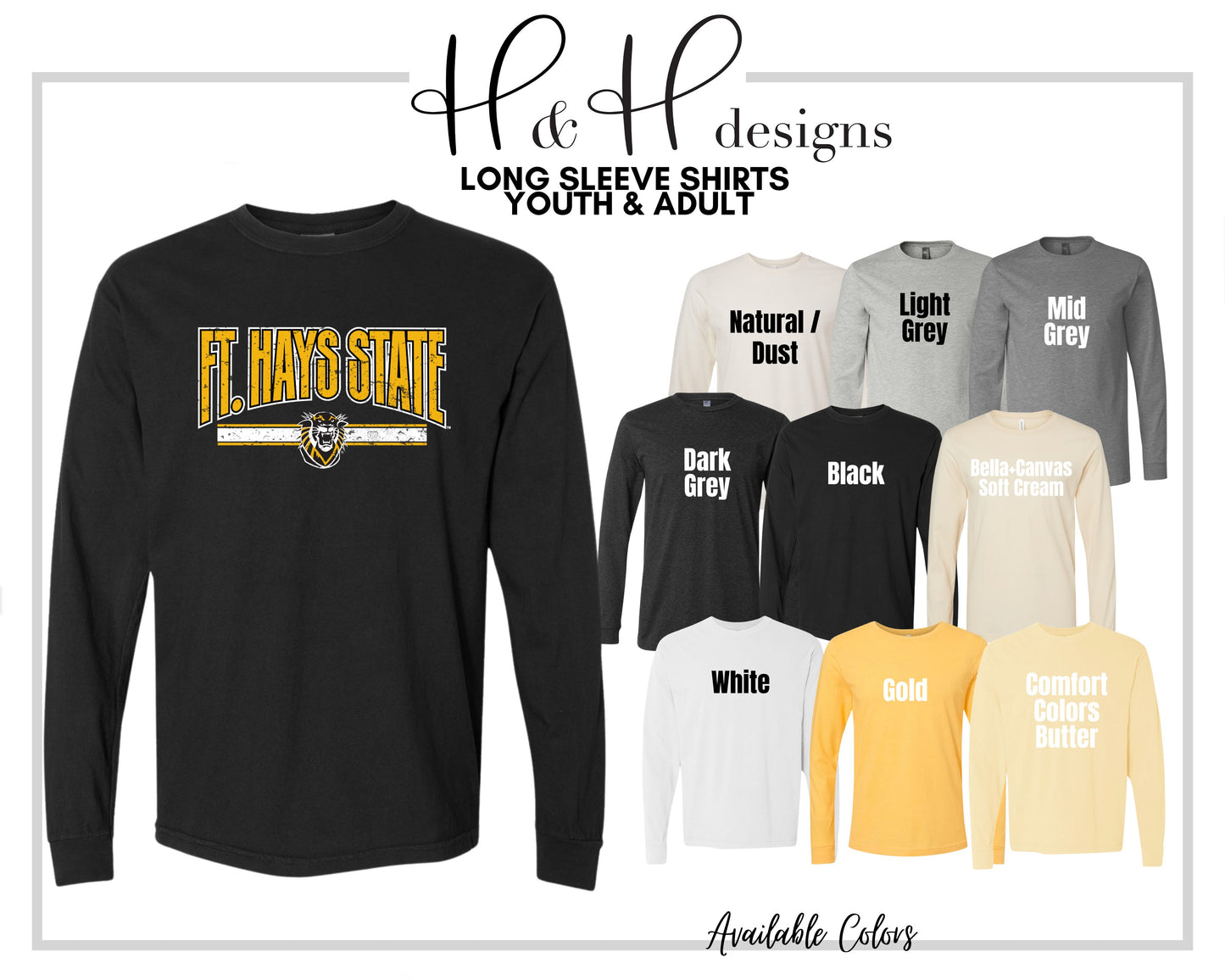 Fort Hays Distressed Warp  ~ Licensed Apparel ~ HHFHSU103
