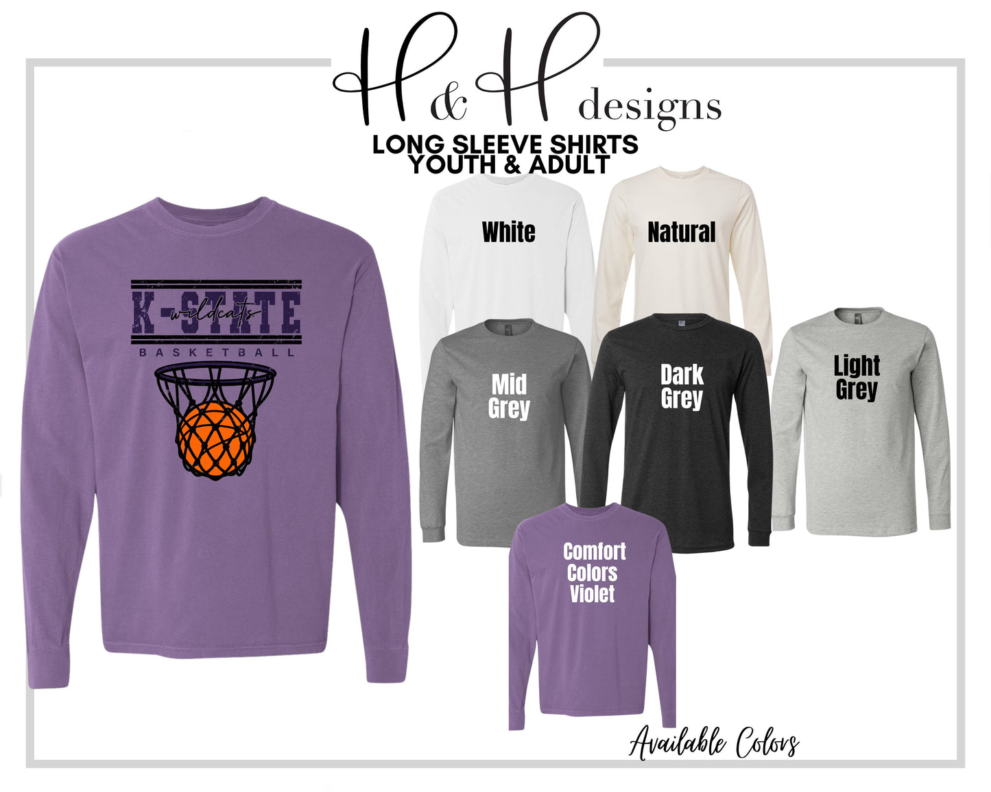 K-State Wildcats Double Lined Basketball ~ Licensed Apparel ~ HHKSU207