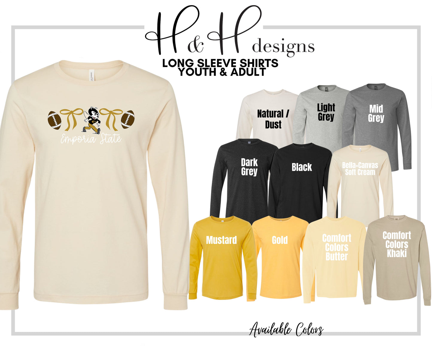 Emporia State Coquette Football Bows ~ HHESU123