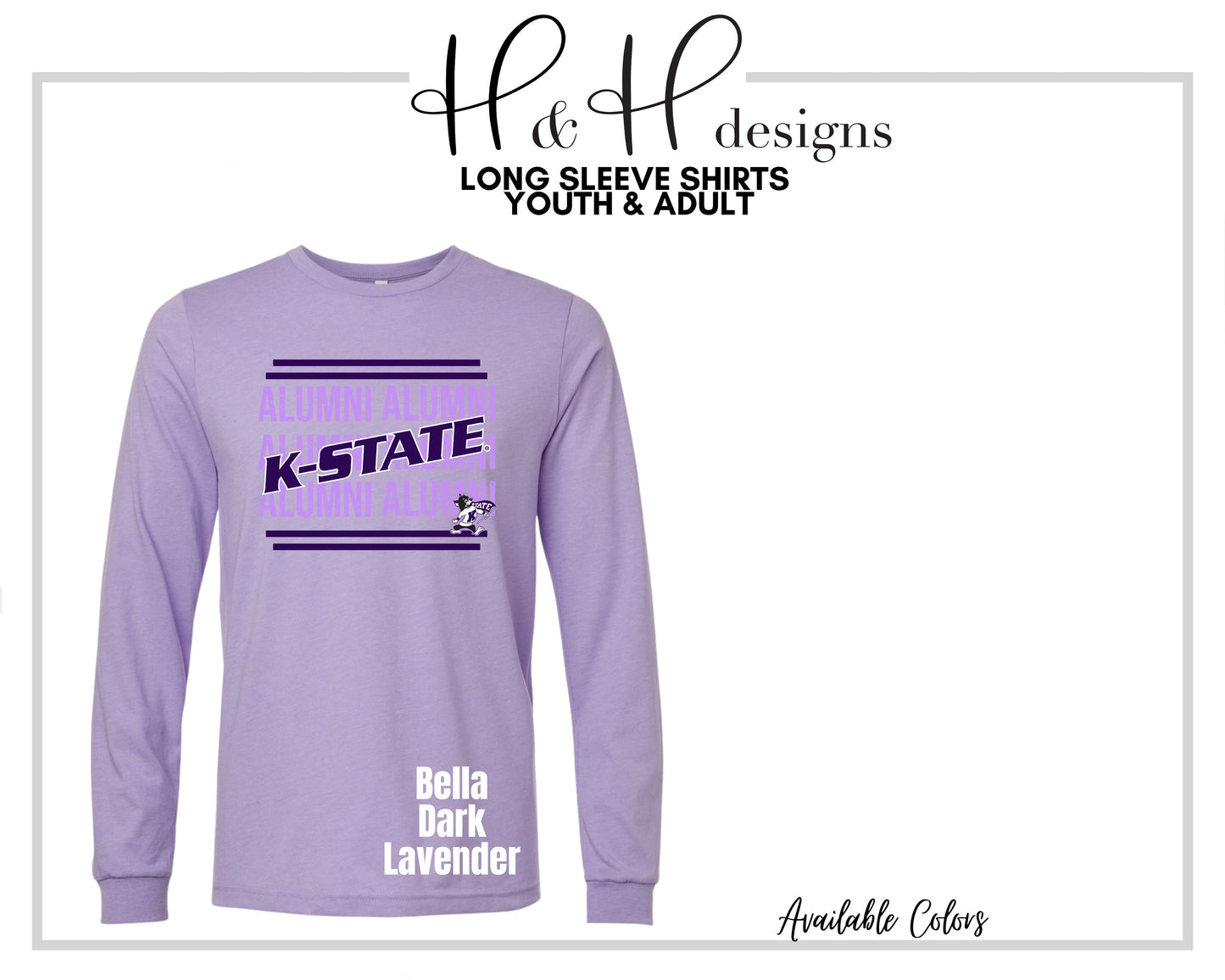 K-State Alumni Shadow for Dark lavender ~ Licensed Apparel ~ HHKSU200