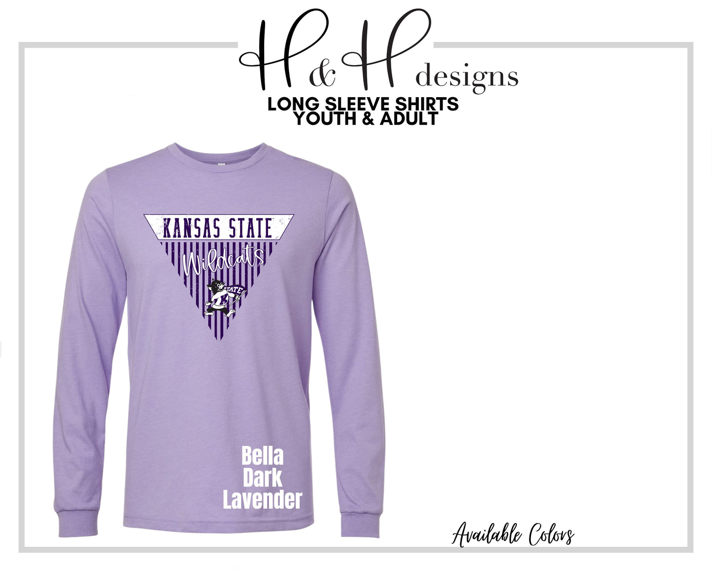 K-State Striped Pennant for Dark Lavender ~ Licensed Apparel ~ HHKSU197