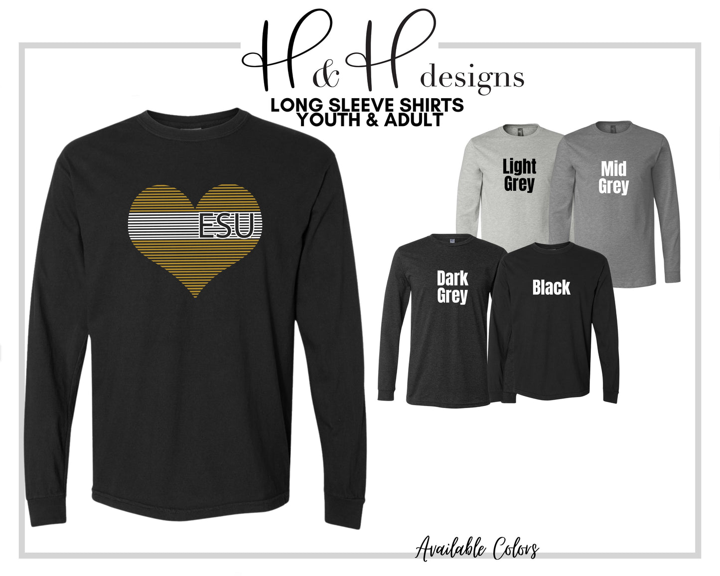 ESU Lined Heart ~ Licensed Apparel ~ HHESU116