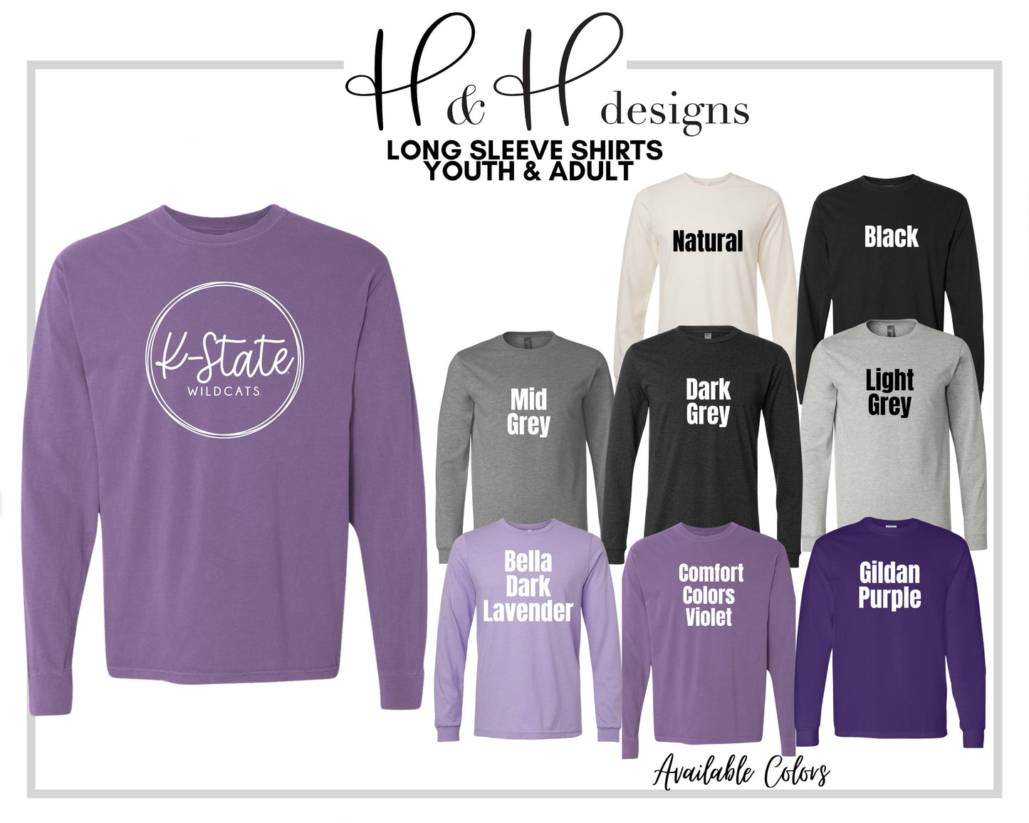 K-State Wildcats Hand Lettered Round Script  ~ Licensed Apparel ~ HHKSU168