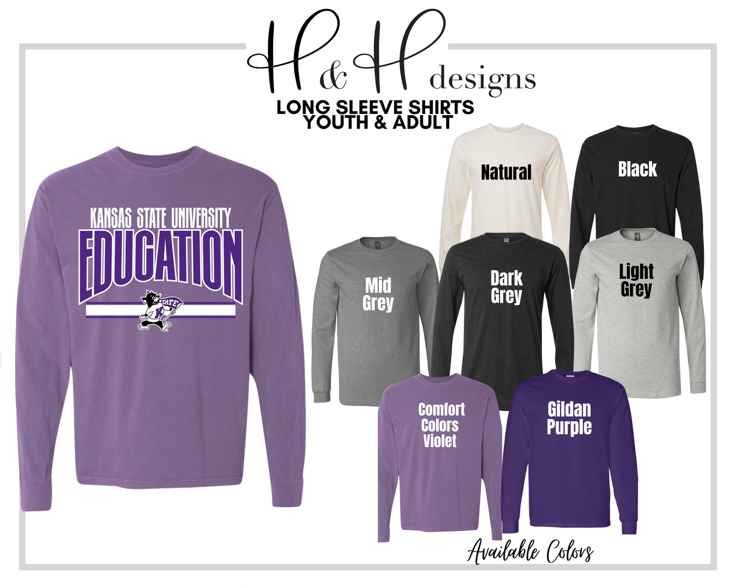 Kansas State University Education Warp  ~ Licensed Apparel ~ HHKSU10