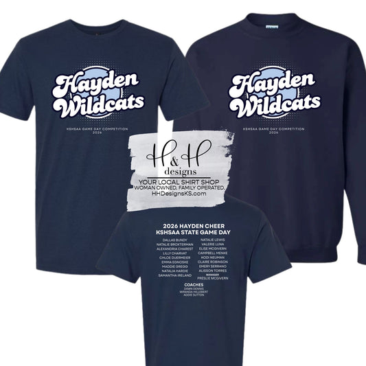 TShirts and Crew Sweatshirts ~ Hayden Wildcats 2026 Game Day Competition ~ HH1022
