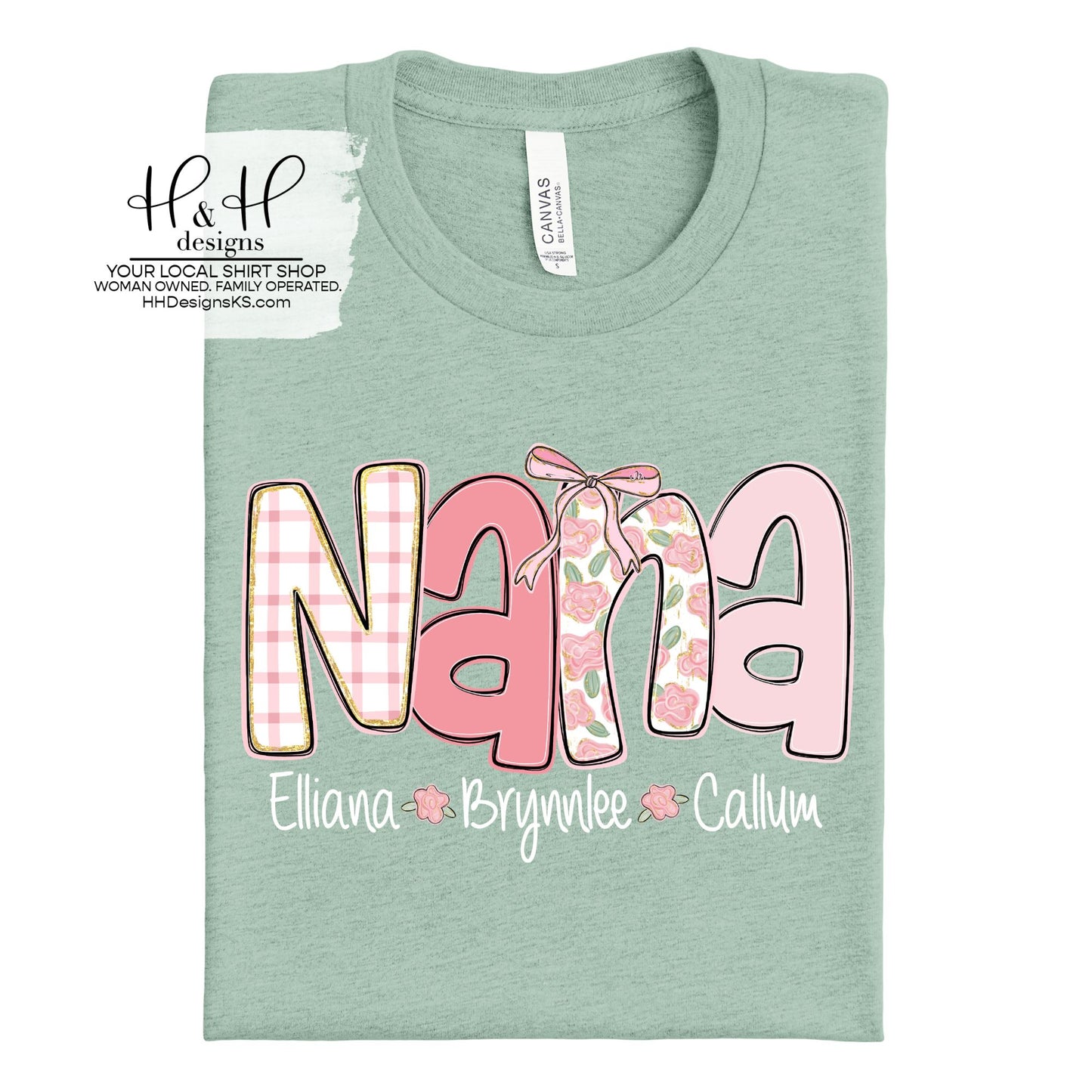 Custom Floral Plaid Block - Nana, Mama, Meme, any name you pick!