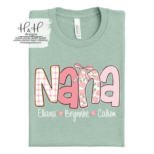 Custom Floral Plaid Block - Nana, Mama, Meme, any name you pick!