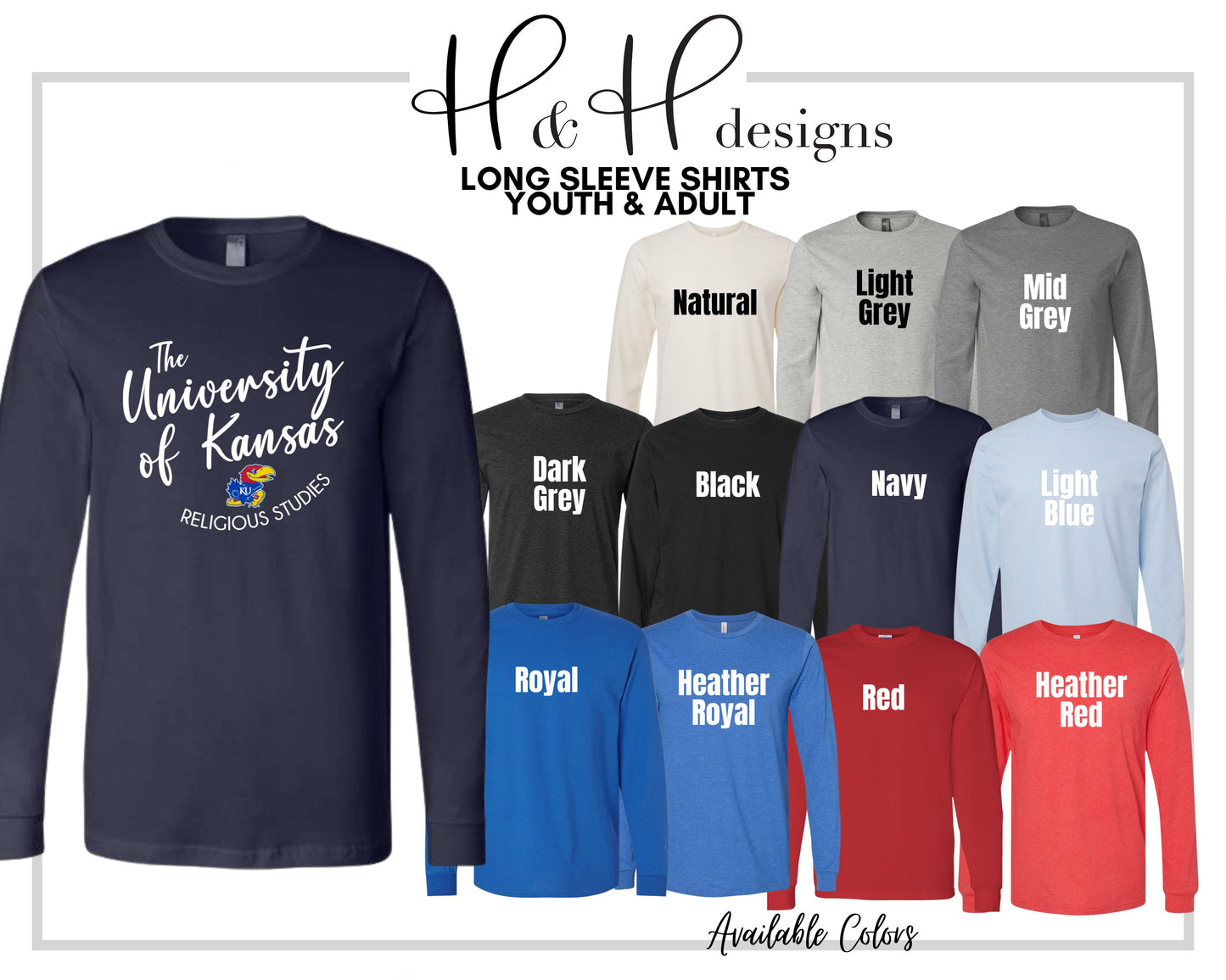 The Unversity of Kansas Religious Studies Round Script ~ Licensed Apparel ~ HHKU186