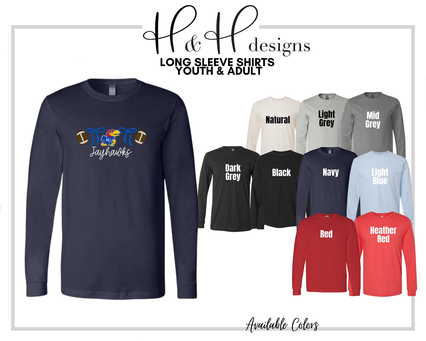 Jayhawks Coquette Bows  ~ Licensed Apparel ~ HHKU156