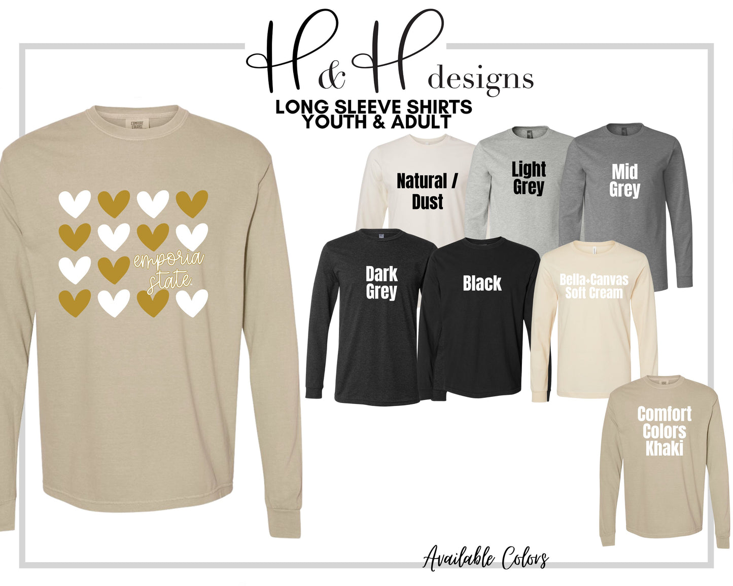 Emporia State Repeat Hearts ~ Licensed Apparel ~ HHESU101