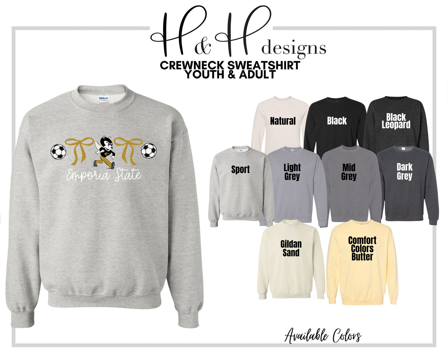 Emporia State Coquette Soccer Bows  ~ Licensed Apparel ~ HHESU134