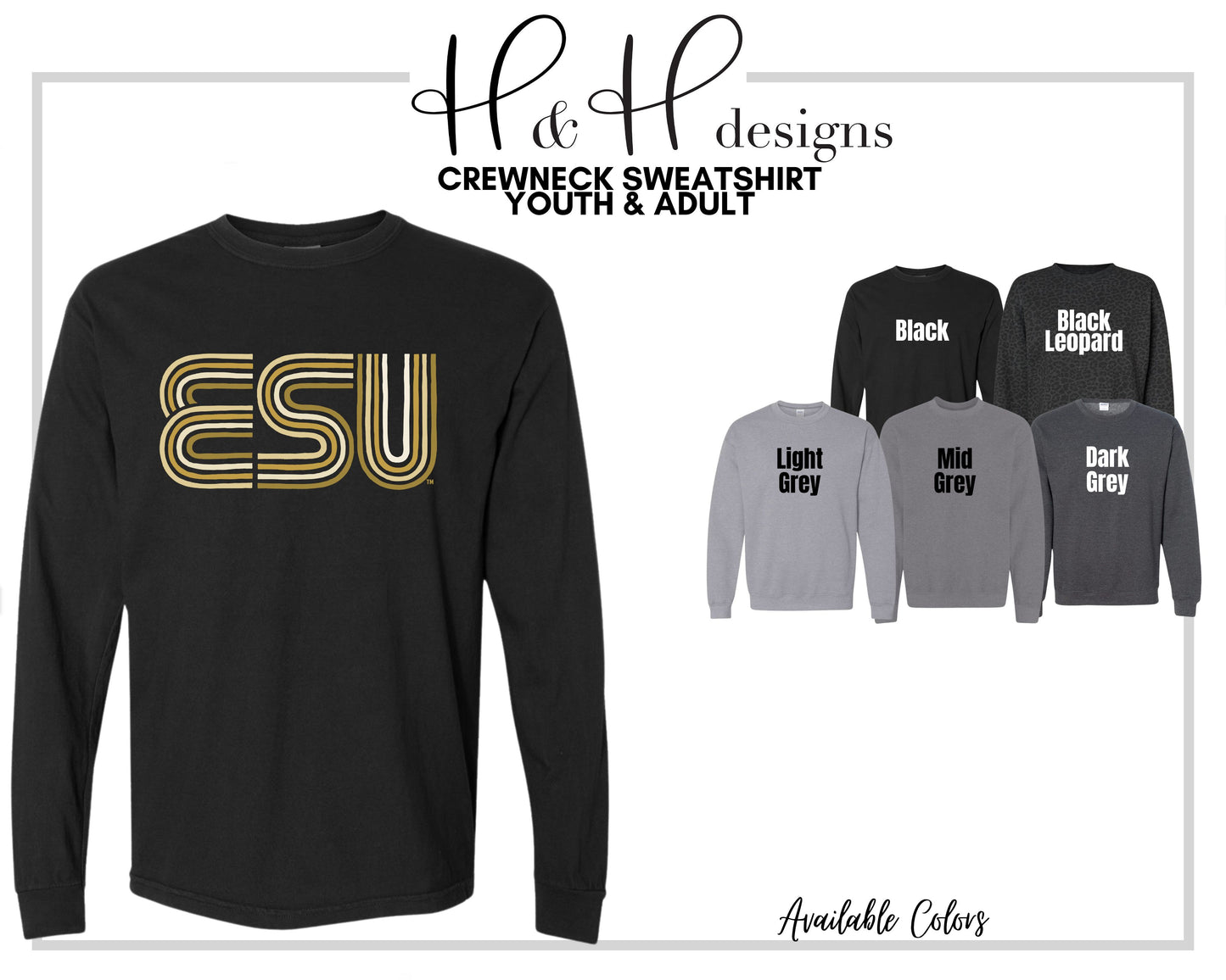 ESU Lined Initials ~ Licensed Apparel ~ HHESU117