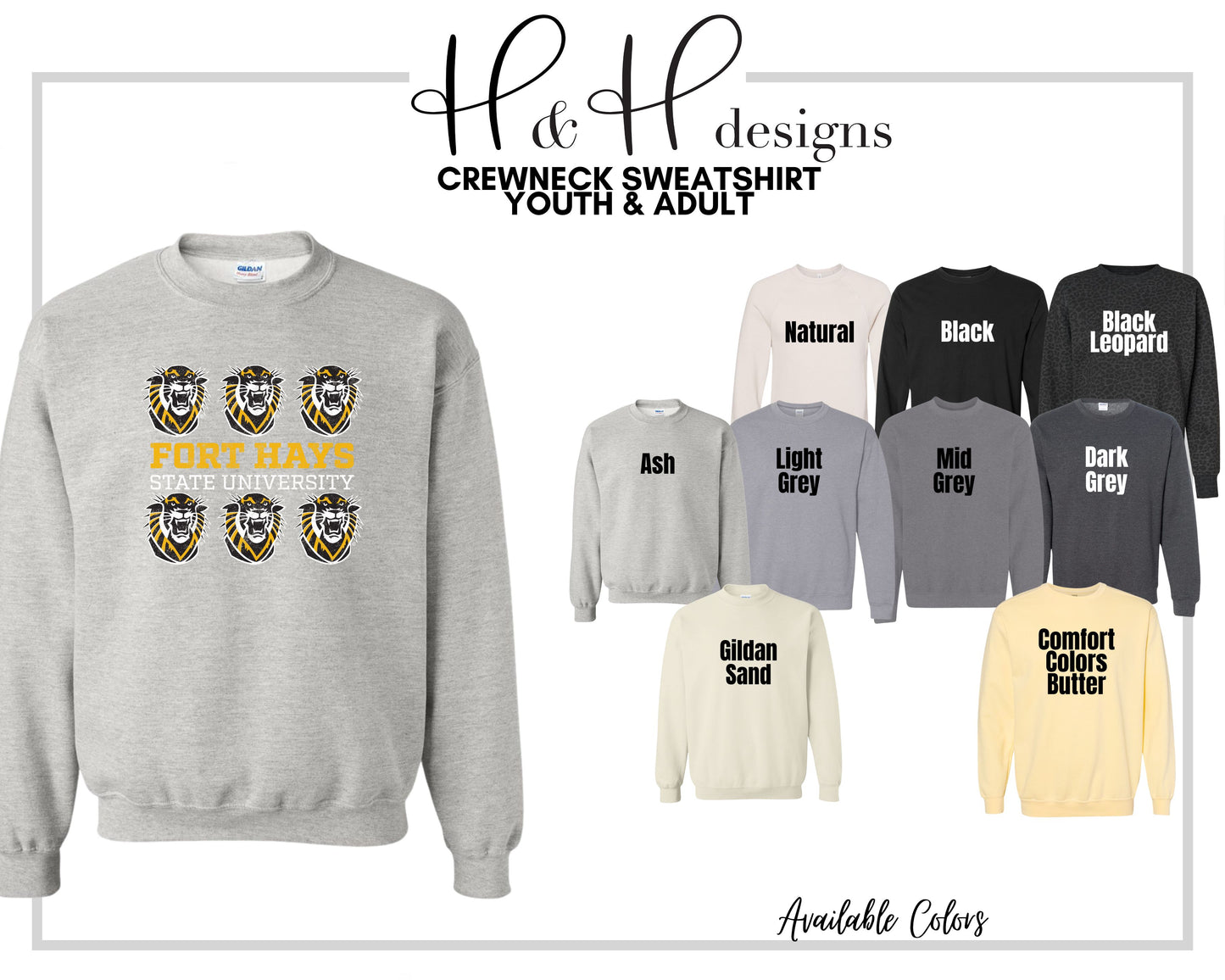 Fort Hays State University Distressed Tigers ~ Licensed Apparel ~ HHFHSU111