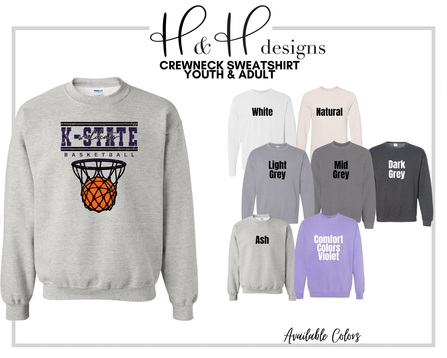 K-State Wildcats Double Lined Basketball ~ Licensed Apparel ~ HHKSU207