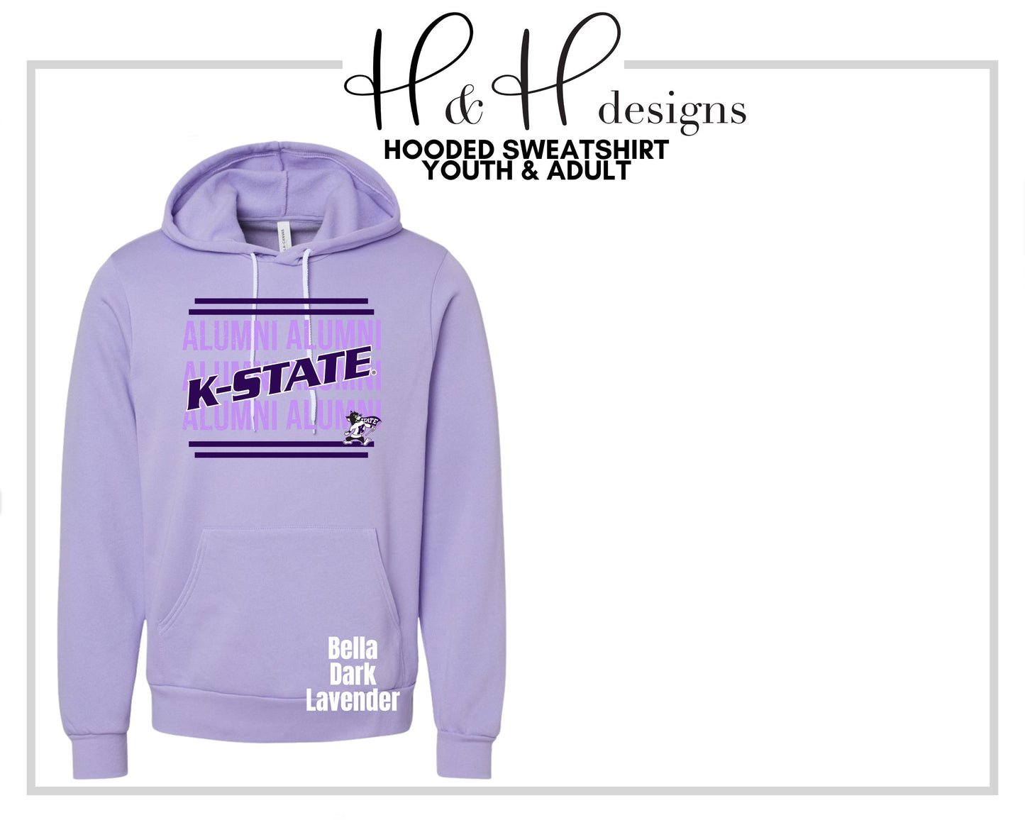 K-State Alumni Shadow for Dark lavender ~ Licensed Apparel ~ HHKSU200