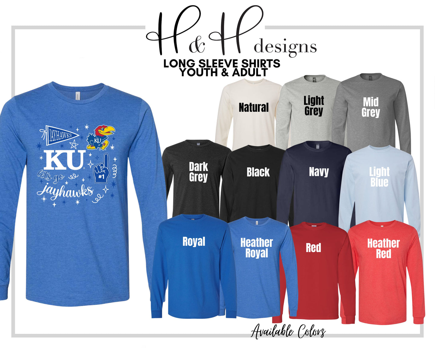 Kansas Jayhawks Blue Game Day Spirit ~ Licensed Apparel ~ HHKU177