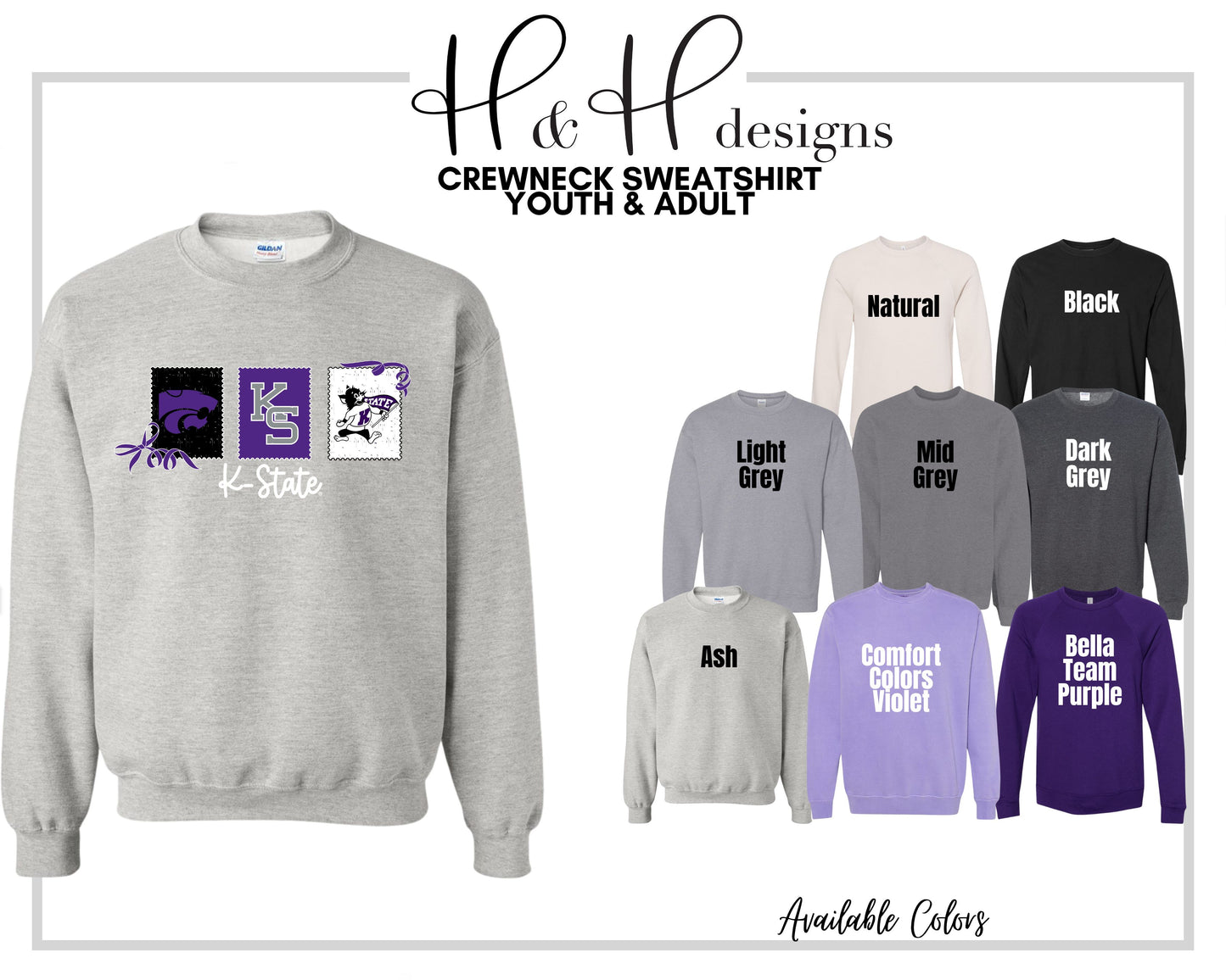K-State Stamps and Bows ~ Licensed Apparel ~ HHKSU193