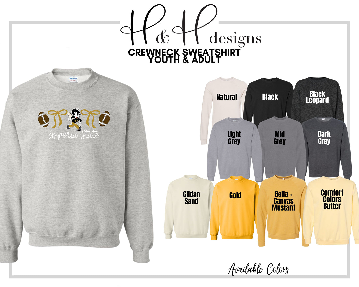 Emporia State Coquette Football Bows ~ HHESU123