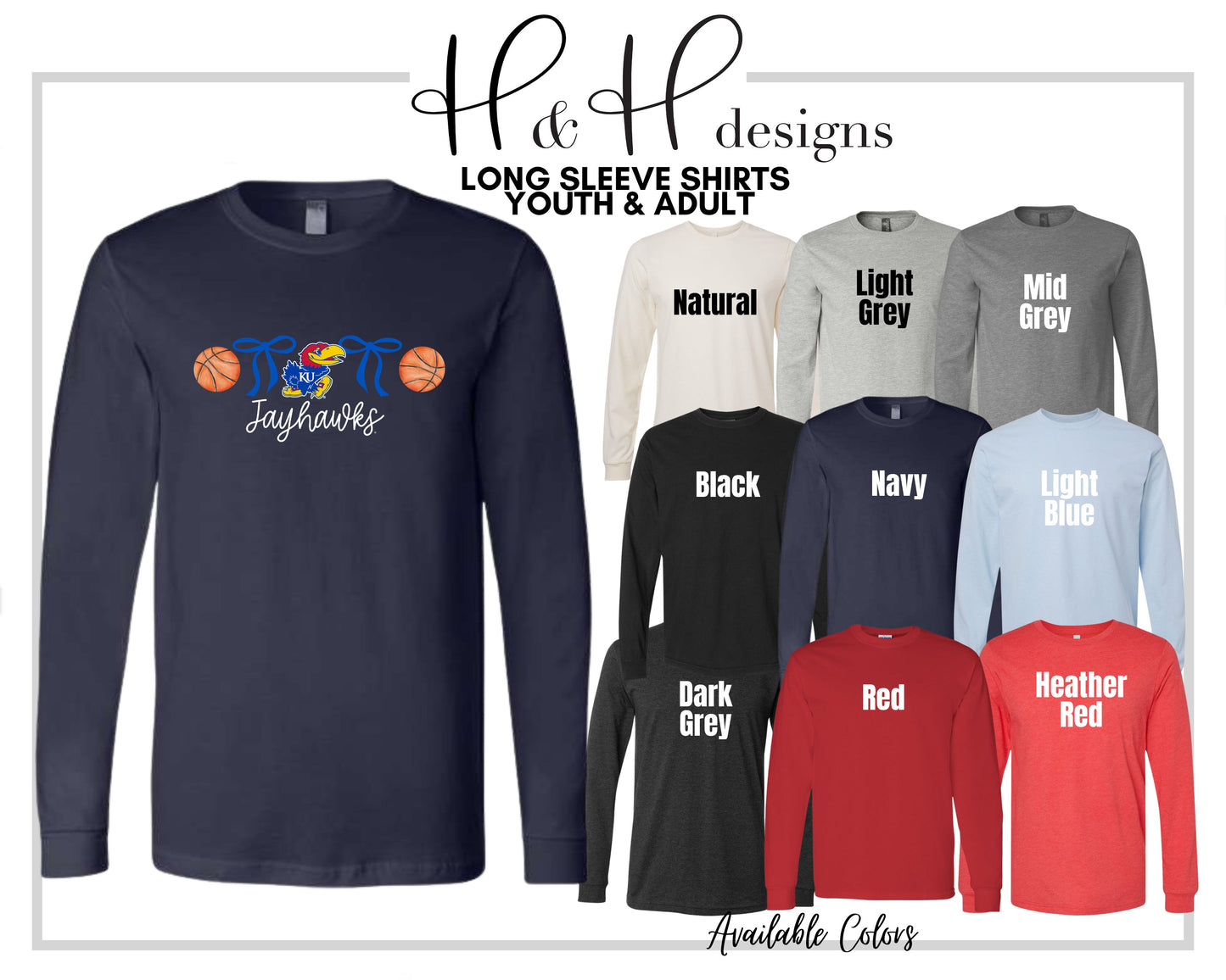 Jayhawks Coquette Basketball Bows ~ Licensed Apparel ~ HHKU158