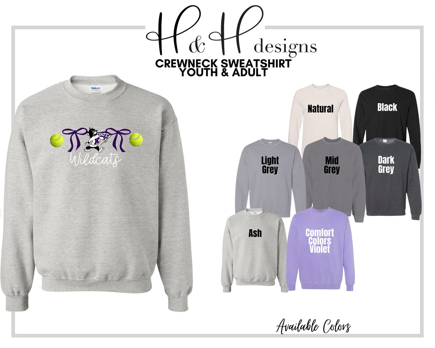 K-State Coquette Tennis Bows ~ Licensed Apparel ~ HHKSU187