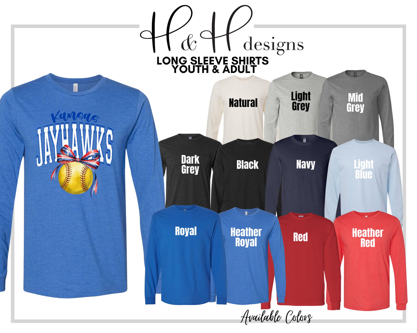 Kansas Jayhawks Softball Block Bow ~ Licensed Apparel ~ HHKU184
