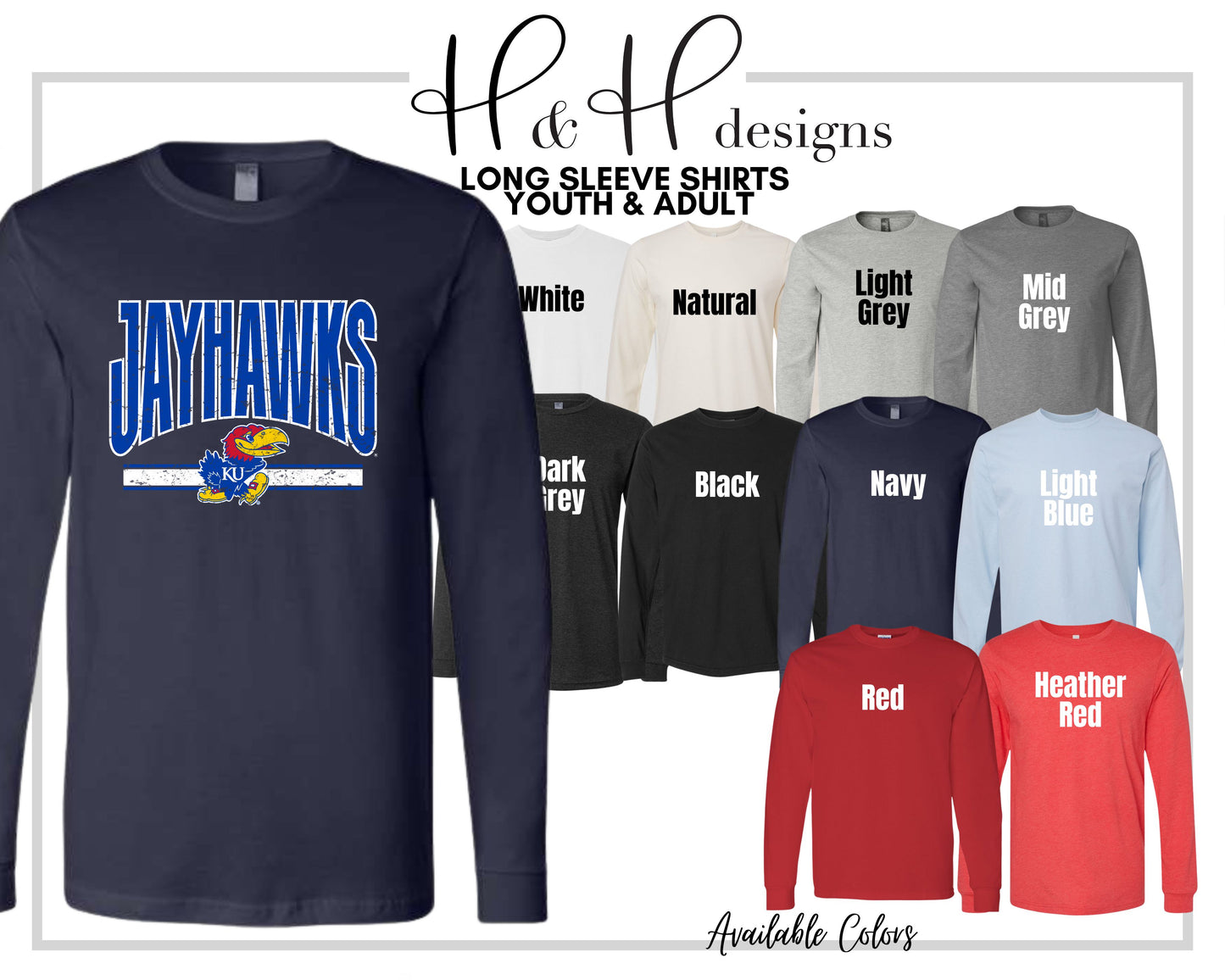 Jayhawks Distressed Warp  ~ Licensed Apparel ~ HHKU147