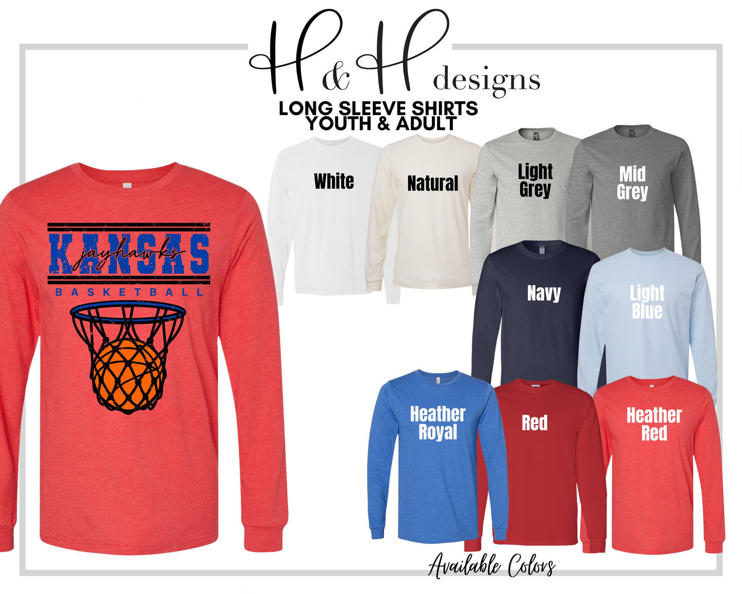 Kansas Jayhawks Double Lined Basketball  ~ Licensed Apparel ~ HHKU178