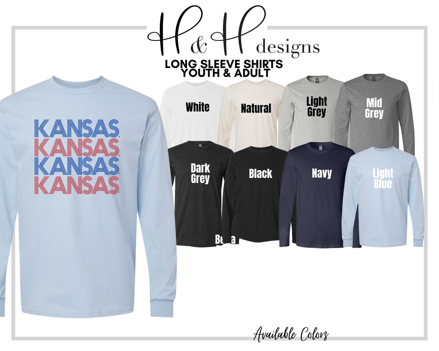 Red & Blue Kansas Prisma Stack~ Licensed Apparel ~ HHKU107