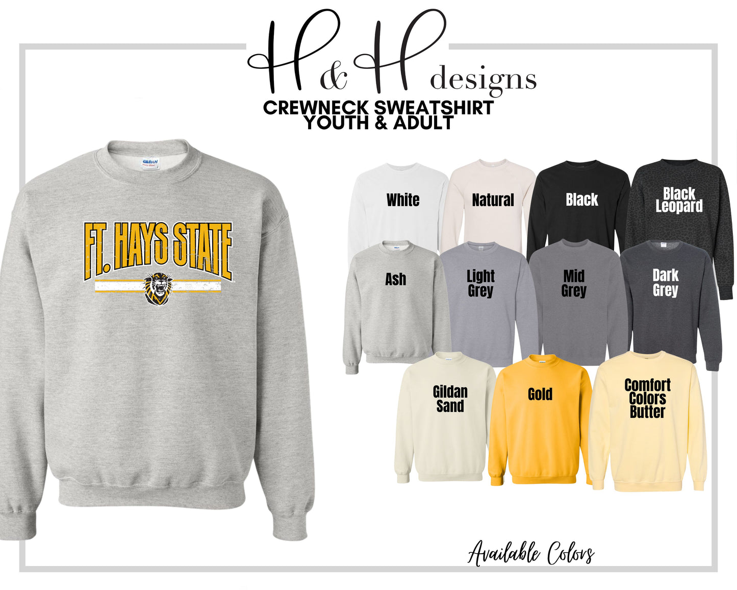 Fort Hays Distressed Warp  ~ Licensed Apparel ~ HHFHSU103